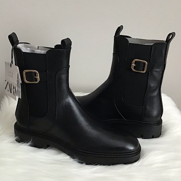 ZARA Leather Ankle Boots With Buckle New With Tag - Picture 12 of 14